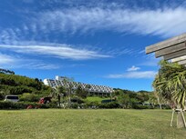 View of the hotel from the beach nearby