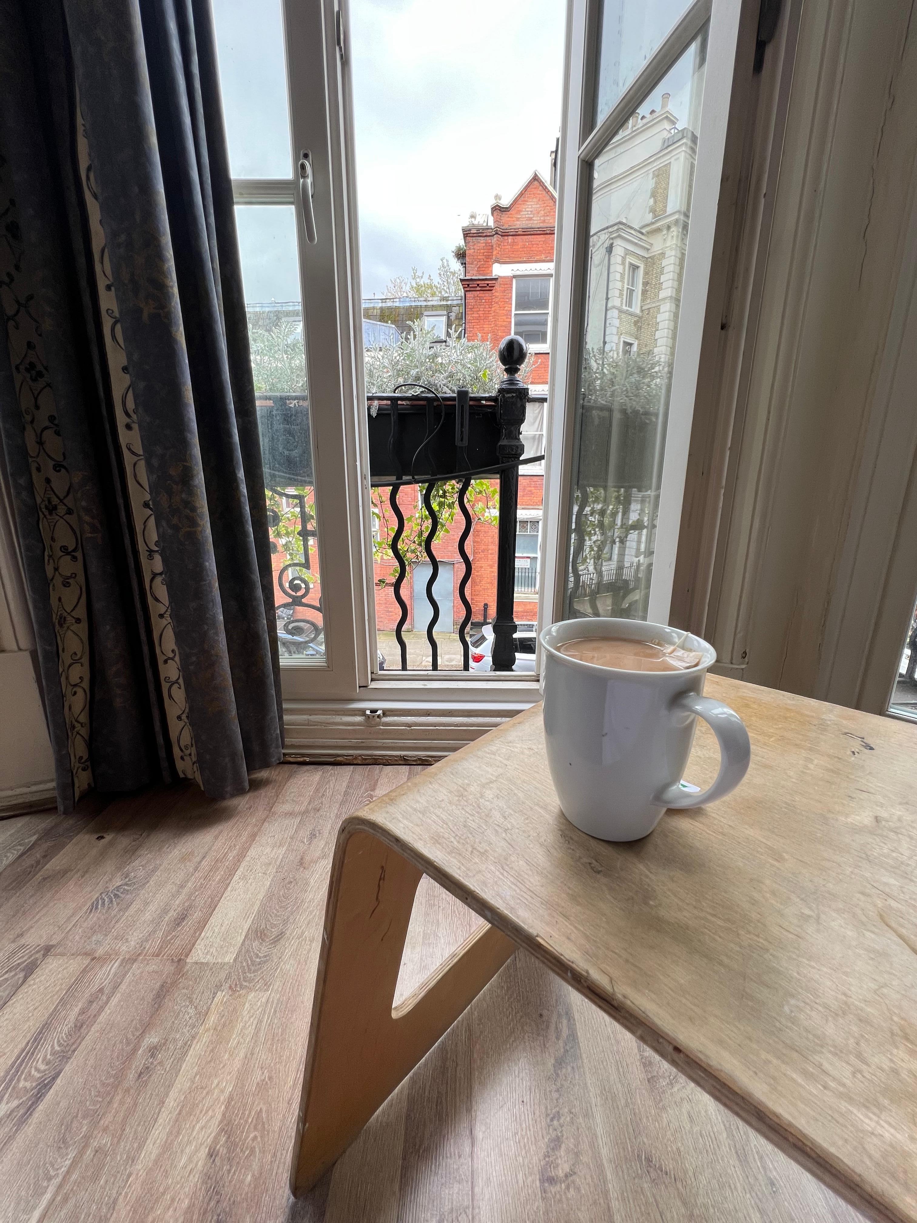 A peaceful morning cuppa, with a lovely view. 