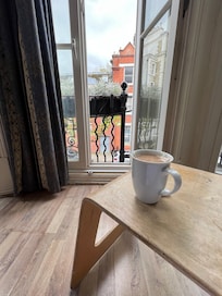 A peaceful morning cuppa, with a lovely view.