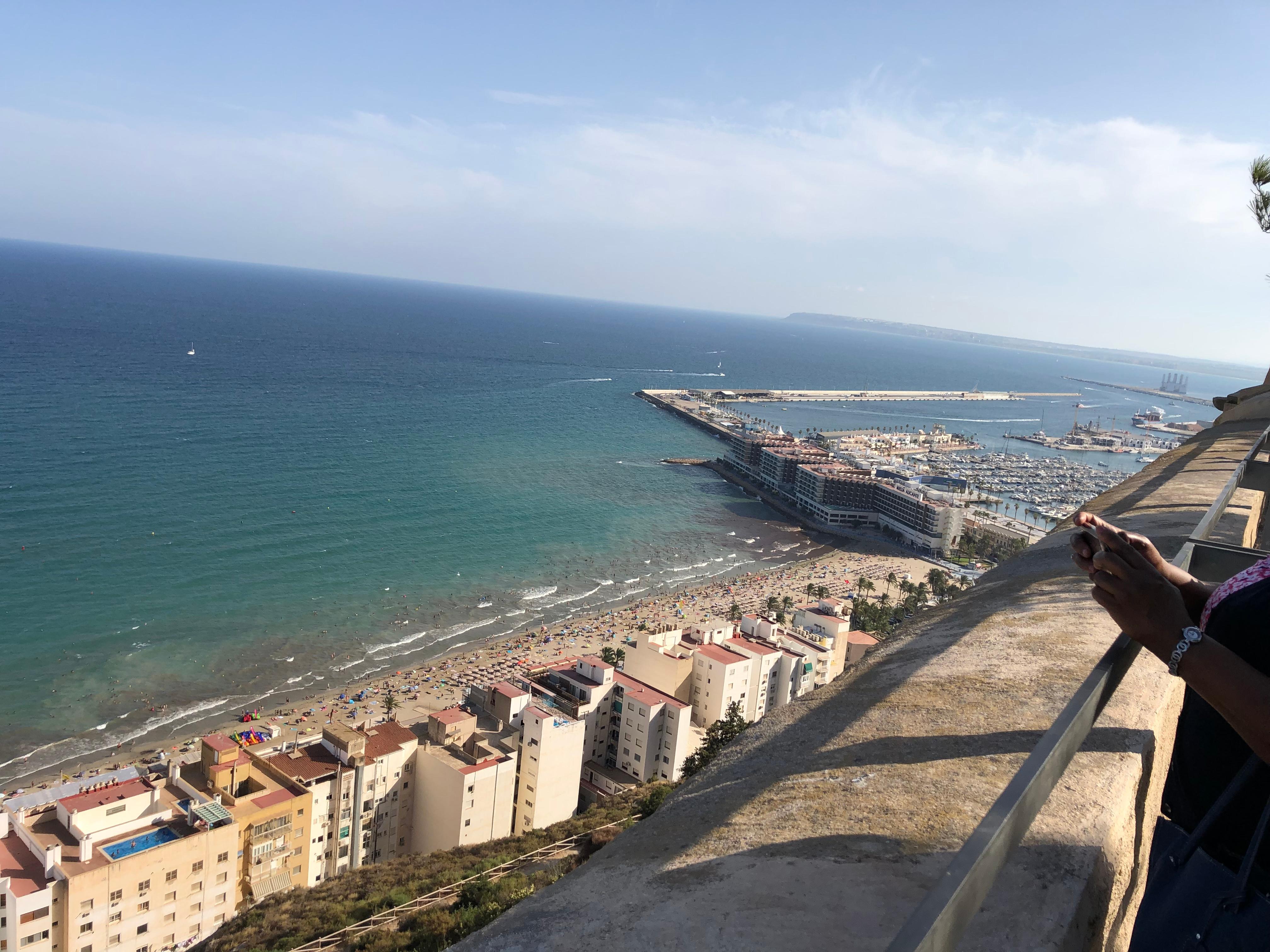 At Santa Barbara castle, overlooking onto beach below.