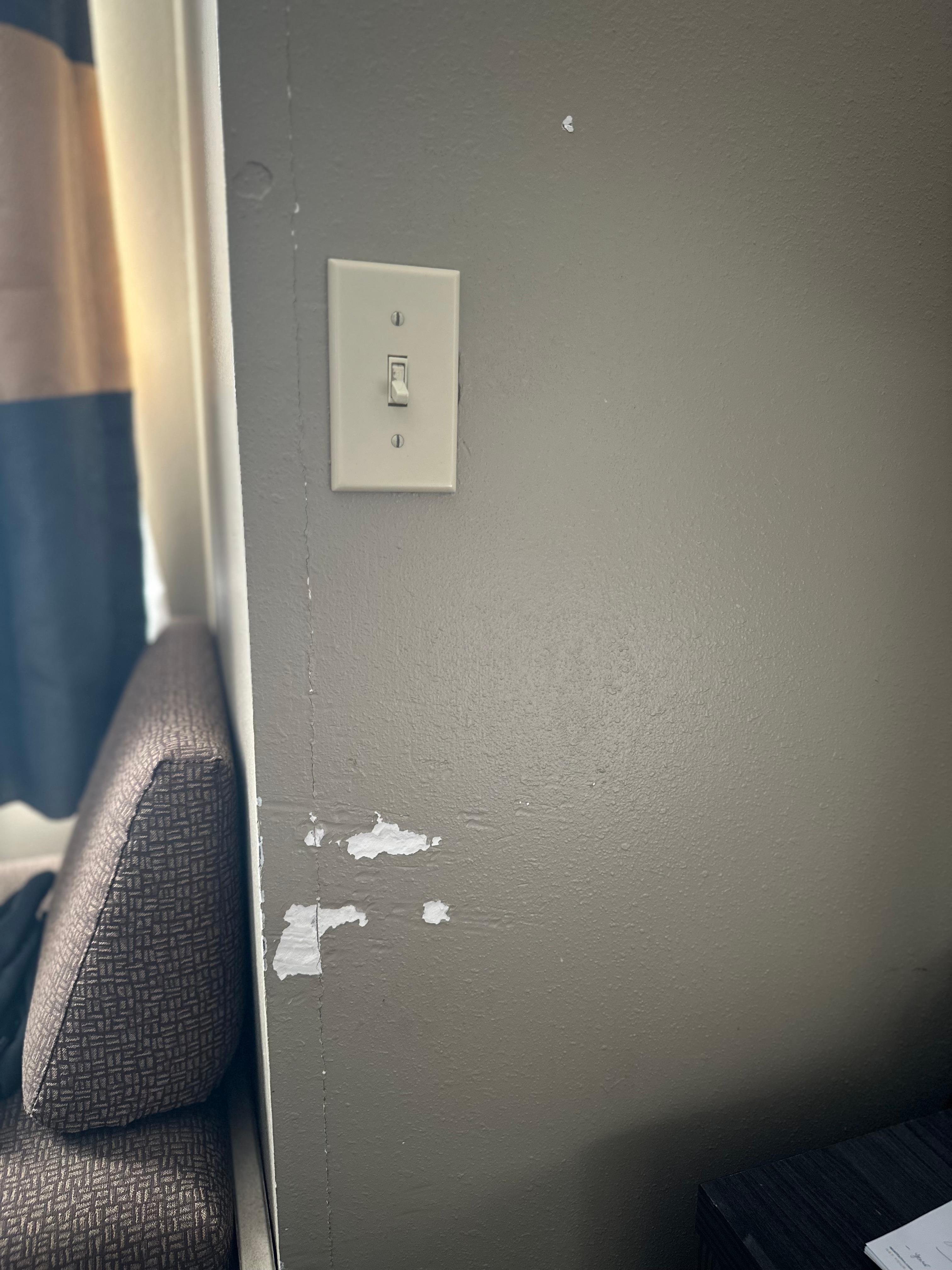 Chipped paint around the room 