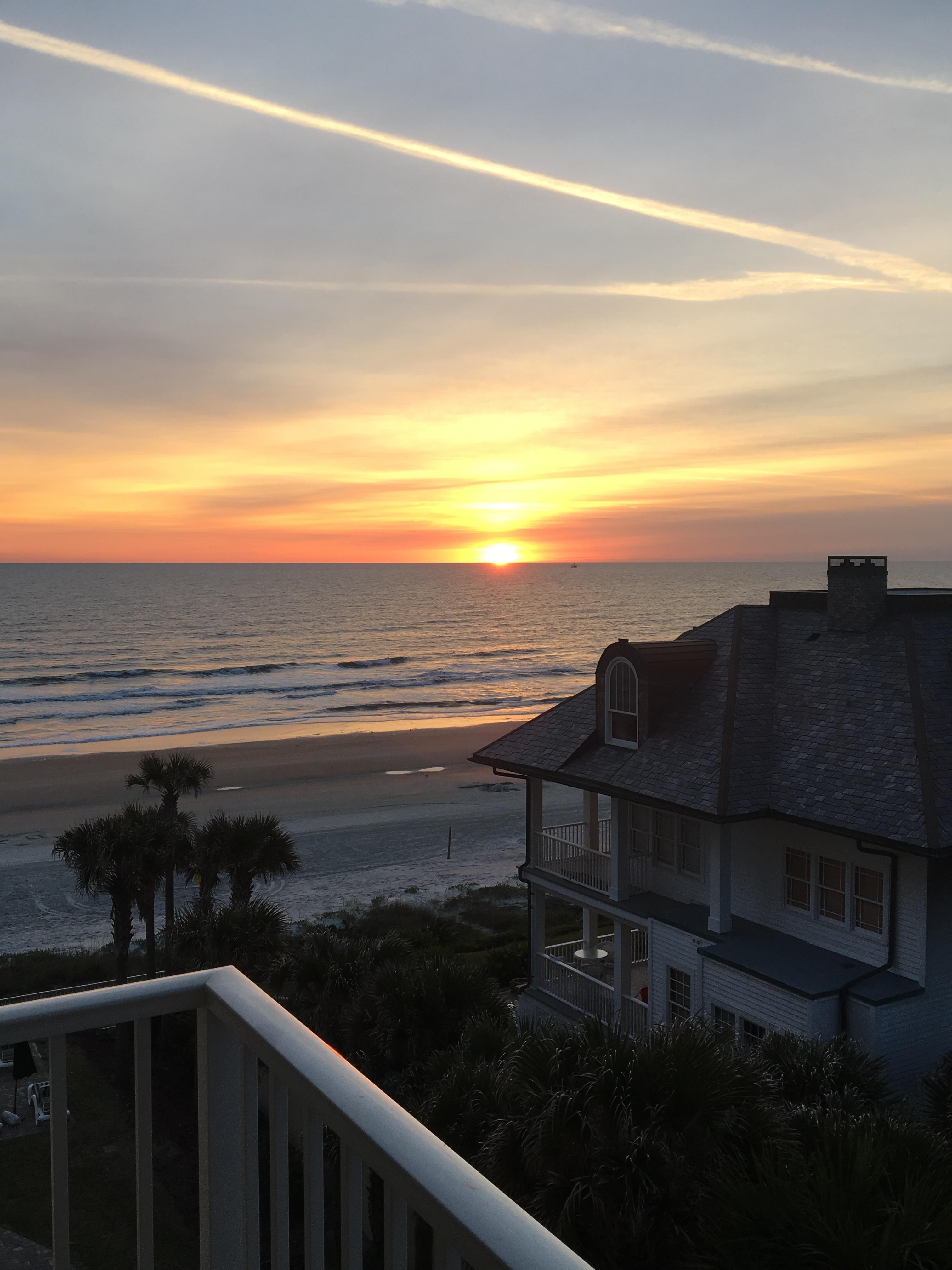 Balcony view at sunrise