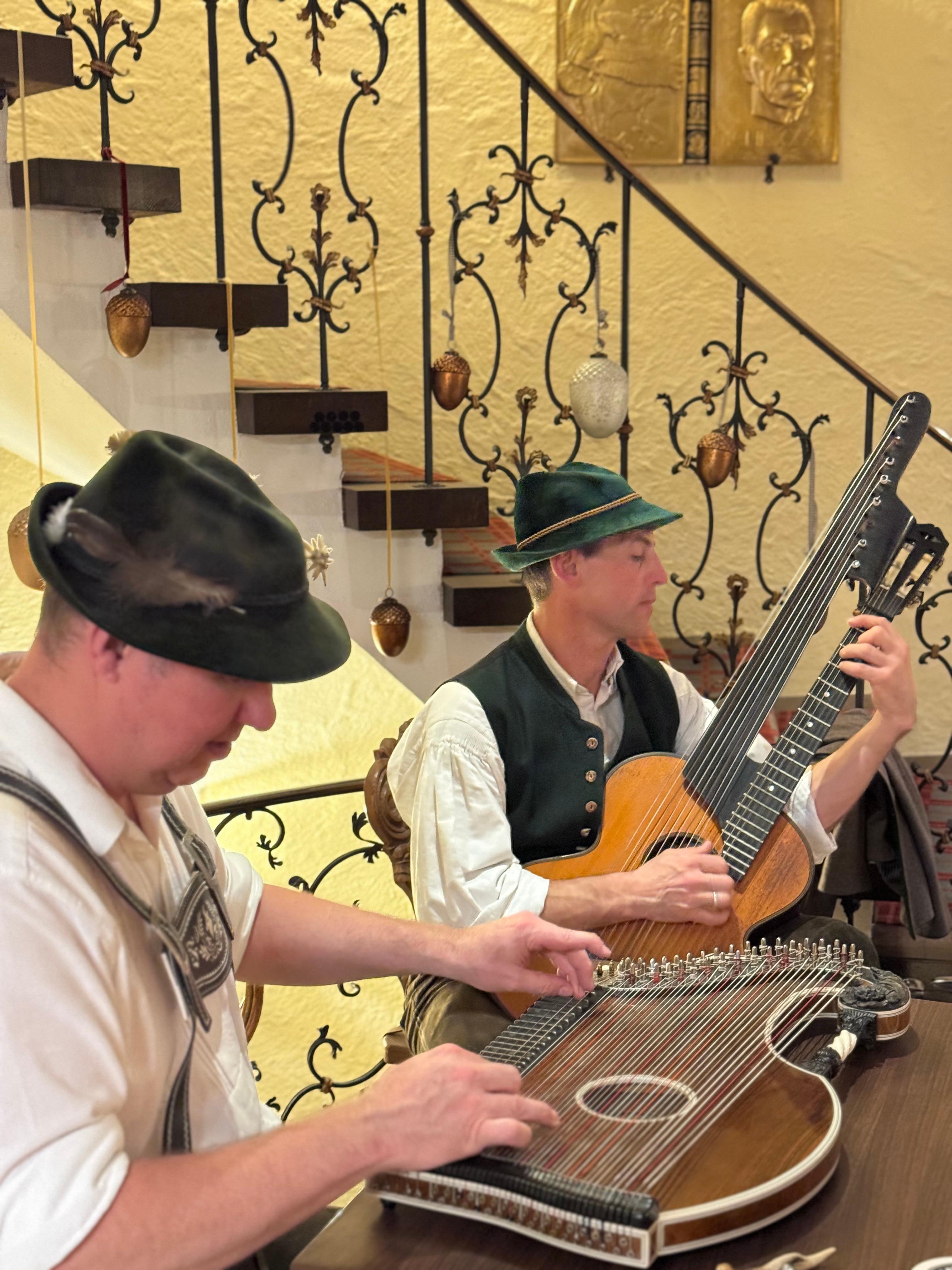 Traditional Bavarian musicians in the lobby