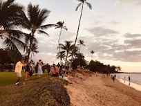 Everyone heads to the beach for sunset