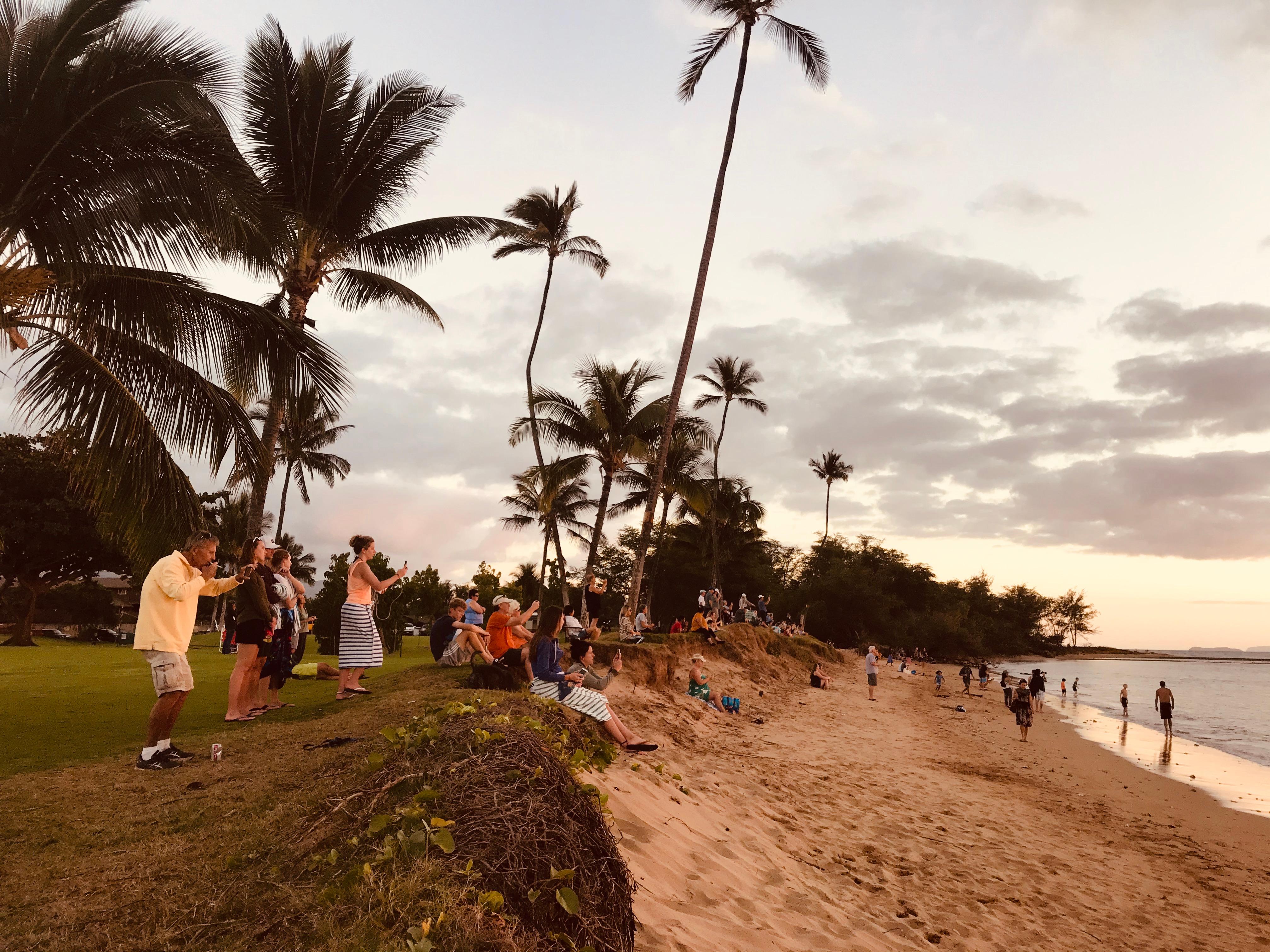 Everyone heads to the beach for sunset 