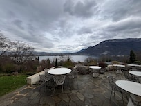 At the back of hotel