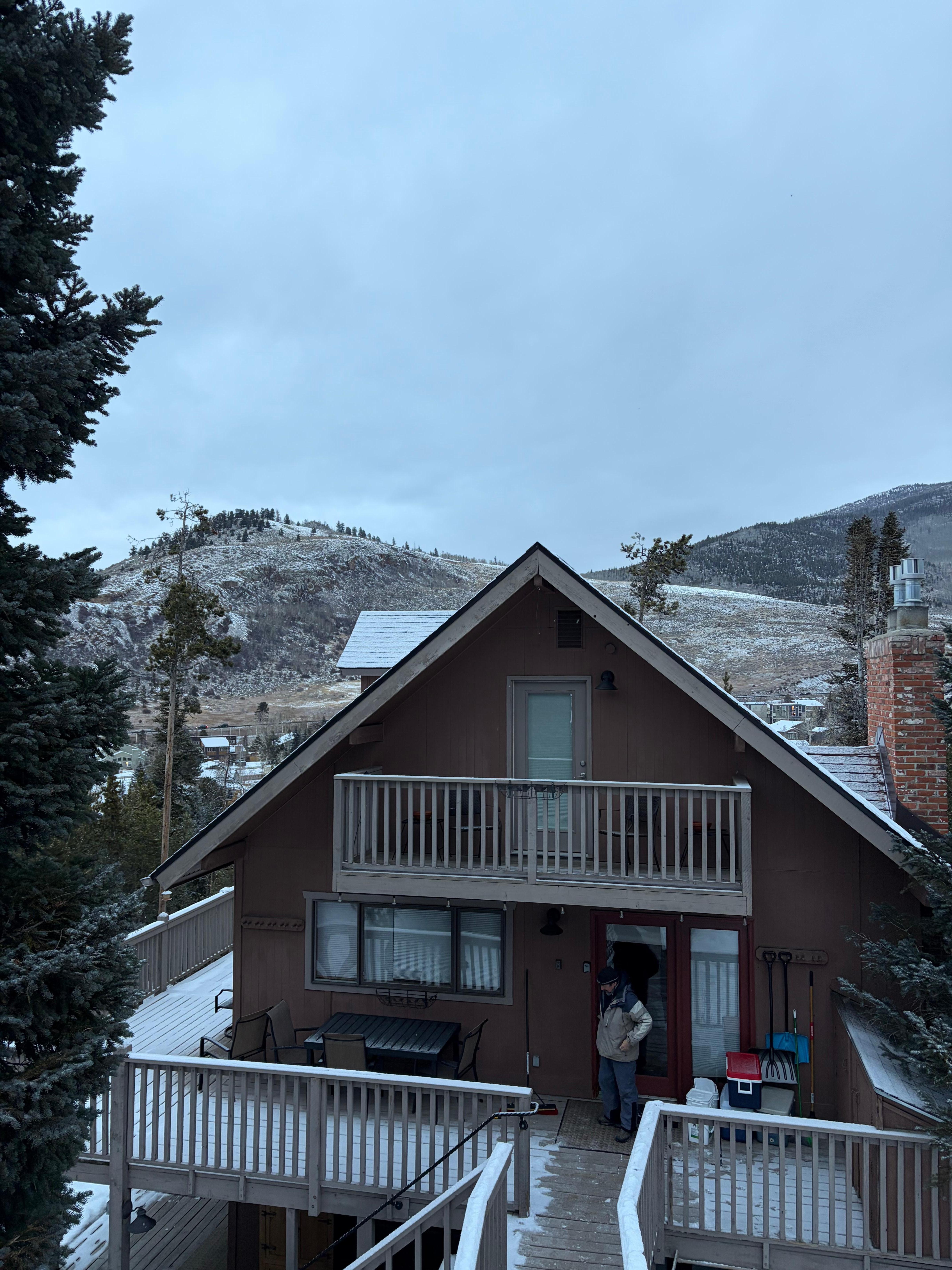 View from the parking spot above the property. 