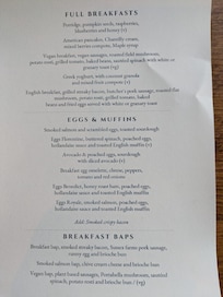 Breakfast menu