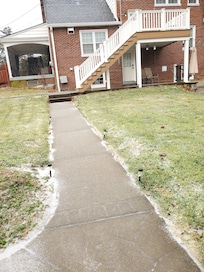 Be aware of steep set of outside steps that may be a concern on GOOD day for some