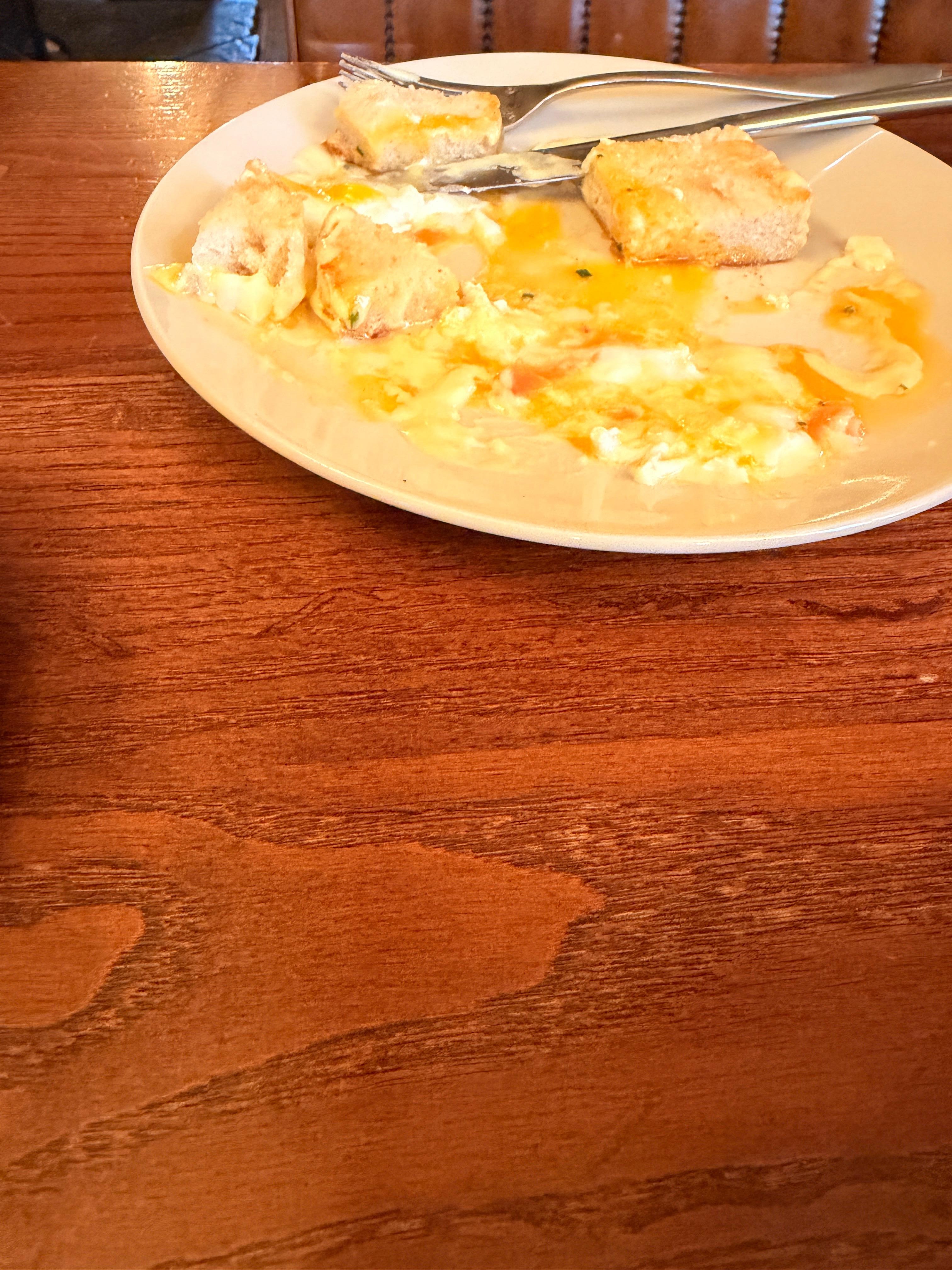 Muffins still cold in the middle, egg whites not cooked.