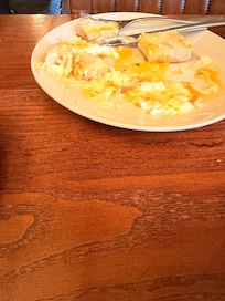 Muffins still cold in the middle, egg whites not cooked.