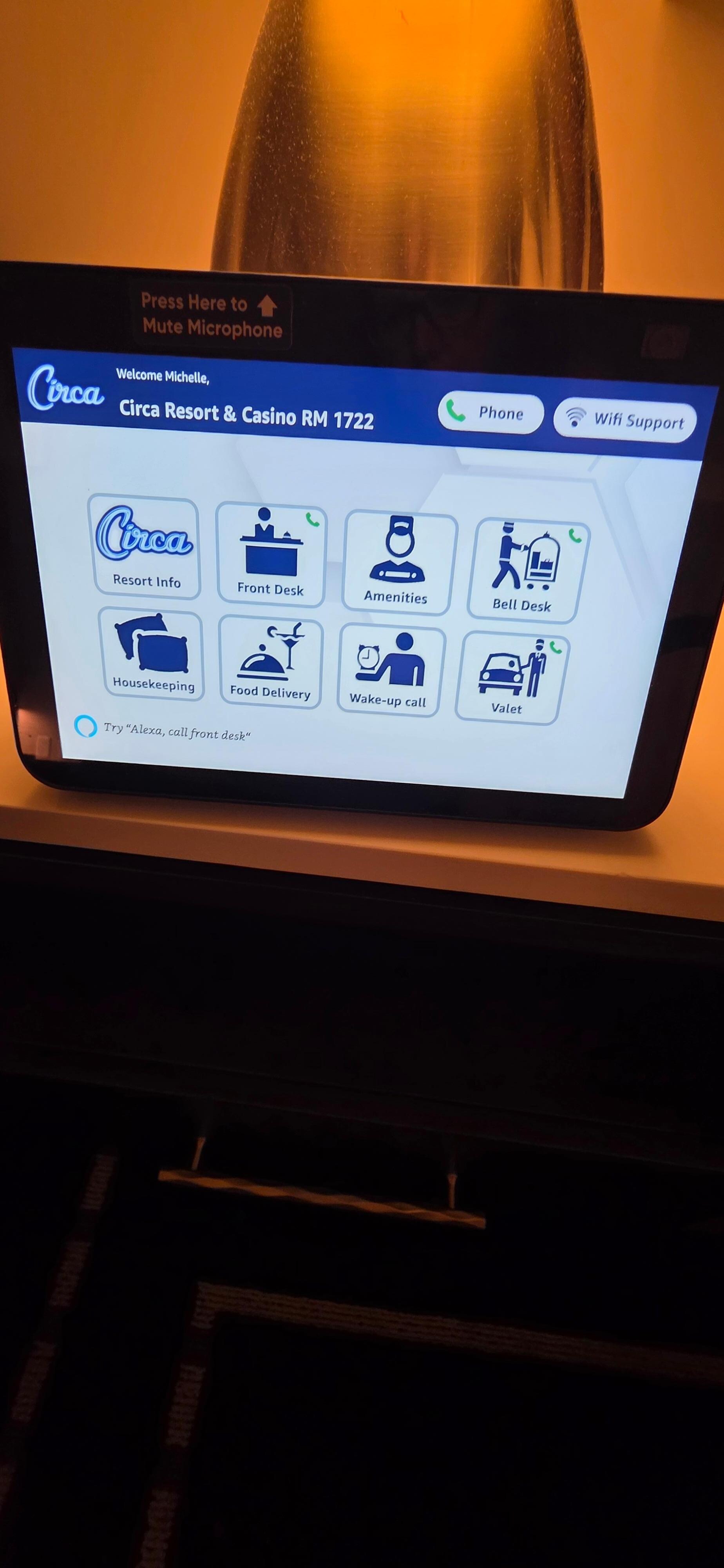 Room is techie with some fun lighting options as well