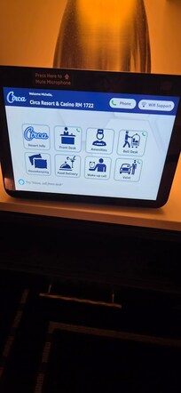 Room is techie with some fun lighting options as well