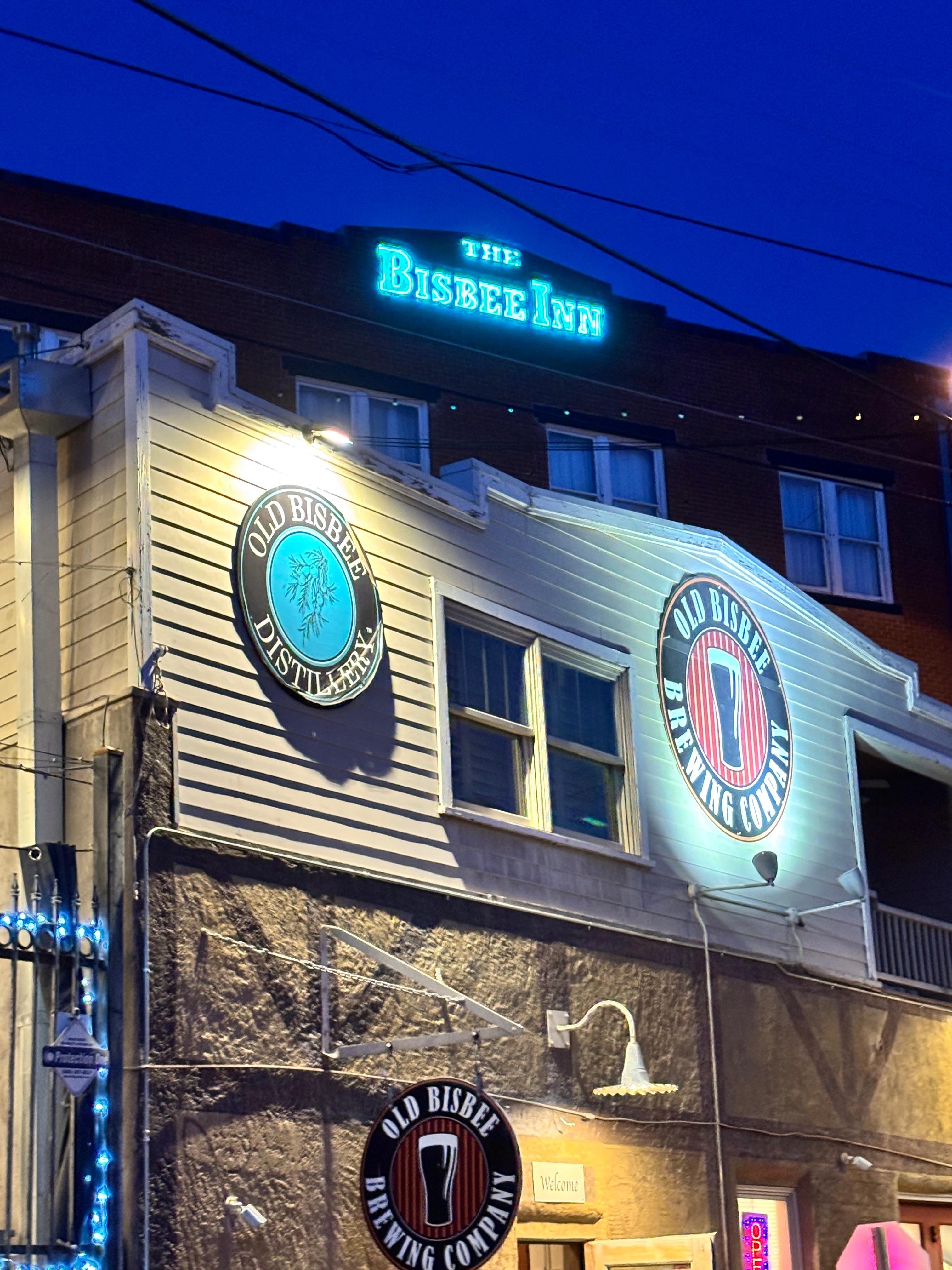 The Hotel from Sorry Street and the Old Bisbee Distillery 