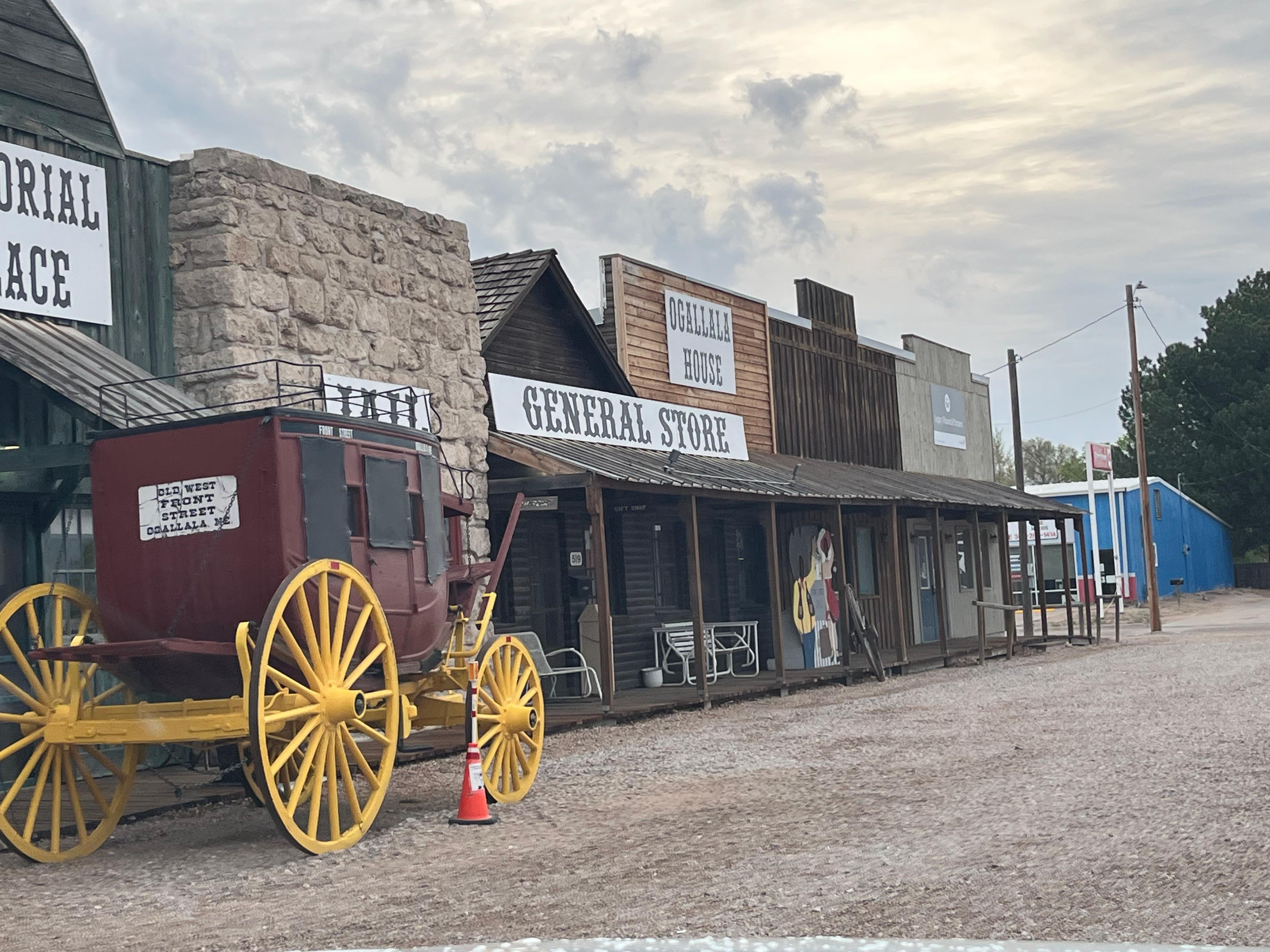 Tourist facade in town. This town was a part of the original wagon trail. Many cattle can still be seen in the surrounding countryside.