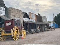 Tourist facade in town. This town was a part of the original wagon trail. Many cattle can still be seen in the surrounding countryside.