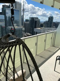A lovely swing chair to enjoy the view