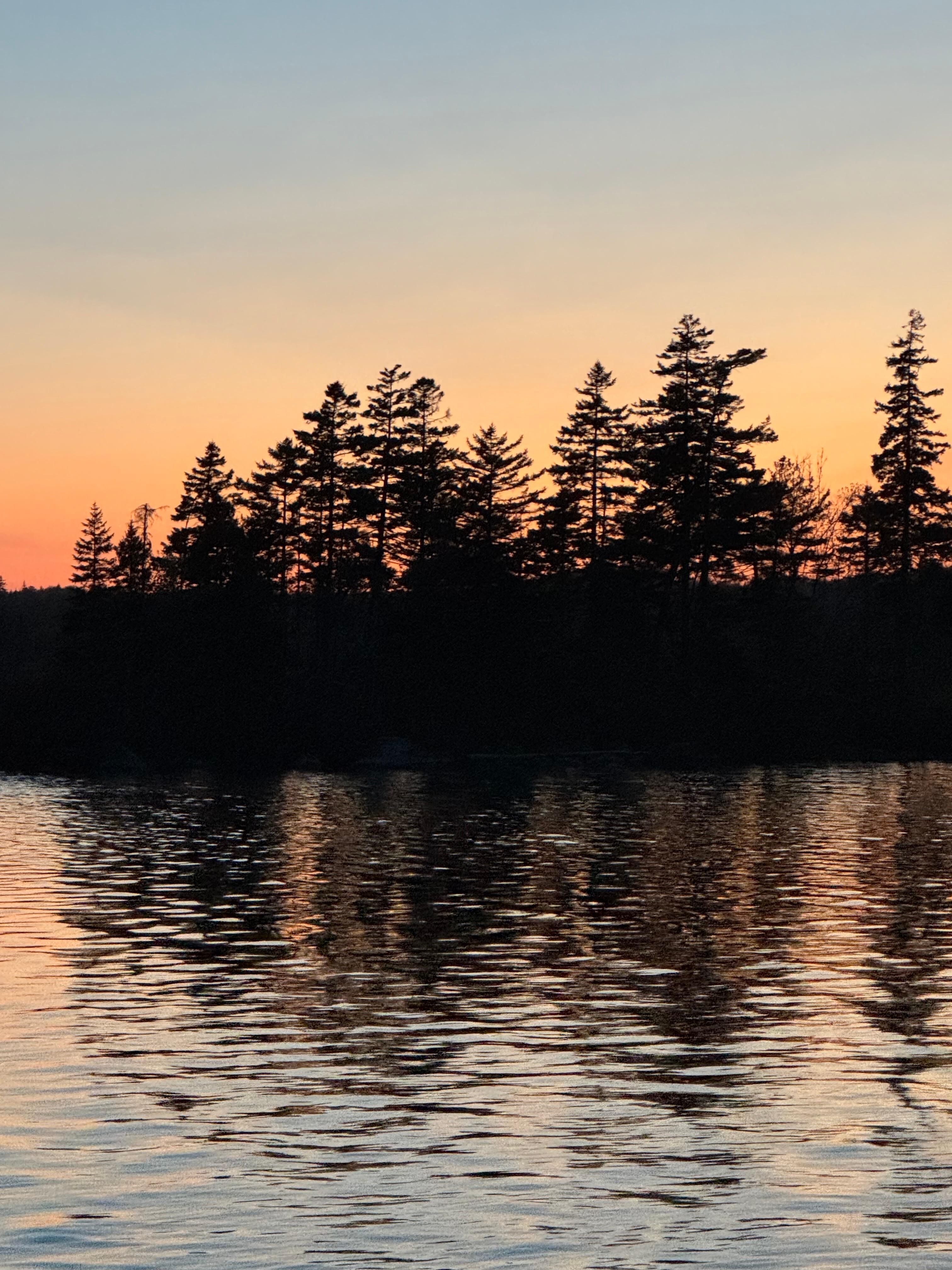 Lake at sunset was beautiful.