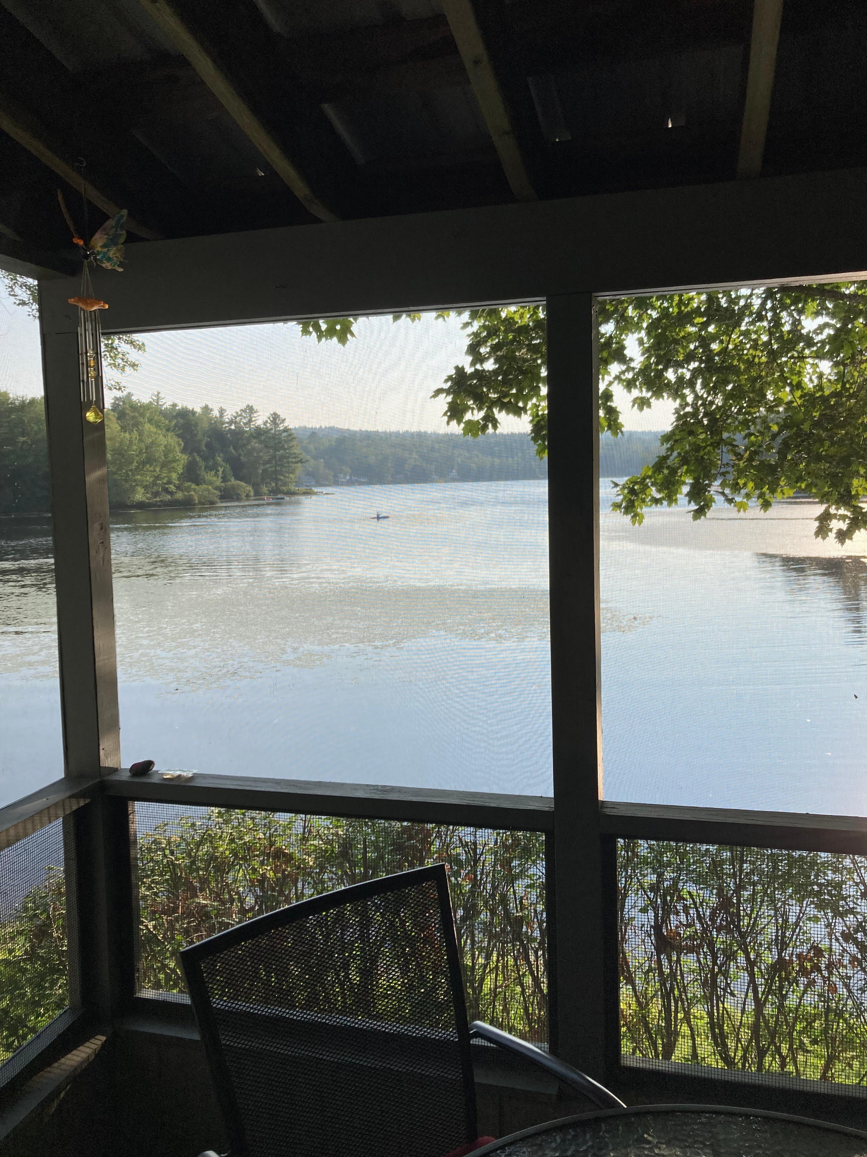 The view from the sun porch overlooking the lake.