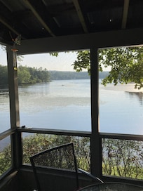 The view from the sun porch overlooking the lake.