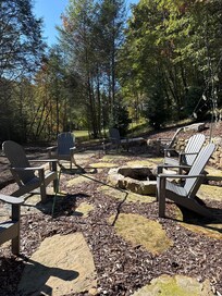 Broken lights at fire pit that had rusted poles that were broke.  They just broke it all the way in half & stuck it back into ground.