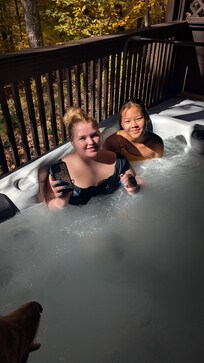 Girls enjoying the hot tub!
