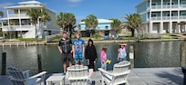 The kiddos hanging on the patio