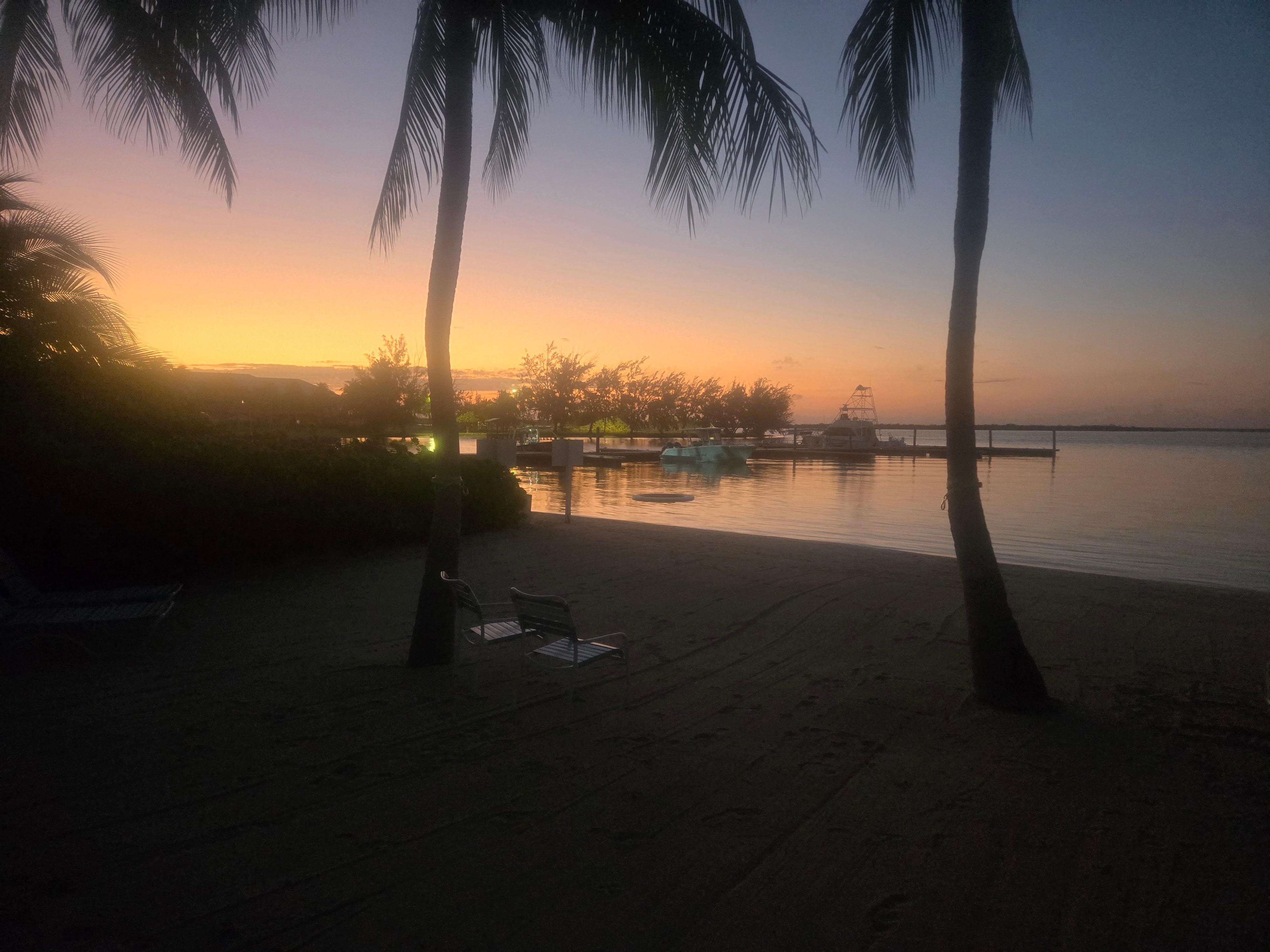 View at dusk from the beach