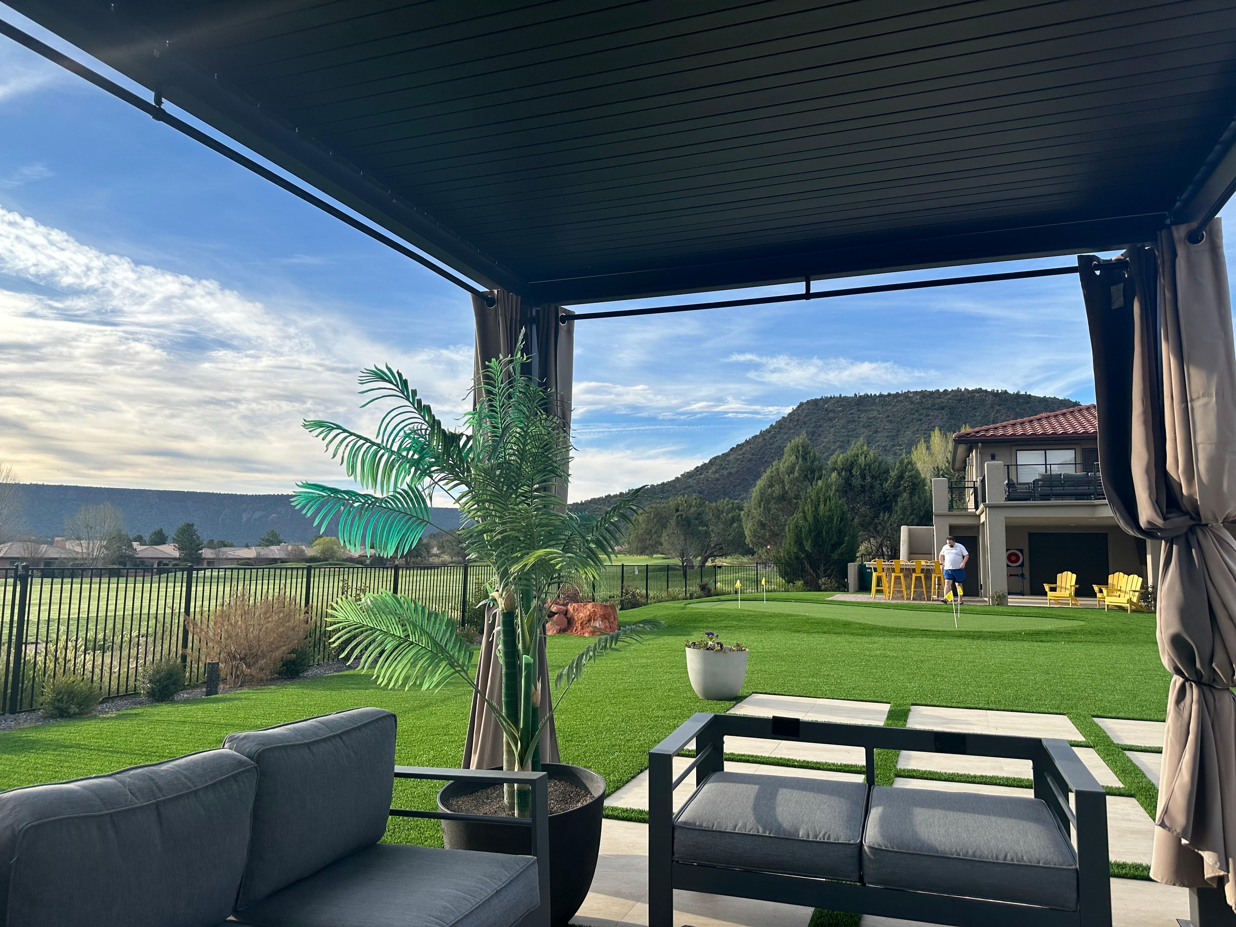 So many outdoor seating options near pool or on decks