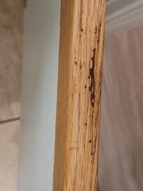 Dried blood on cabinet door