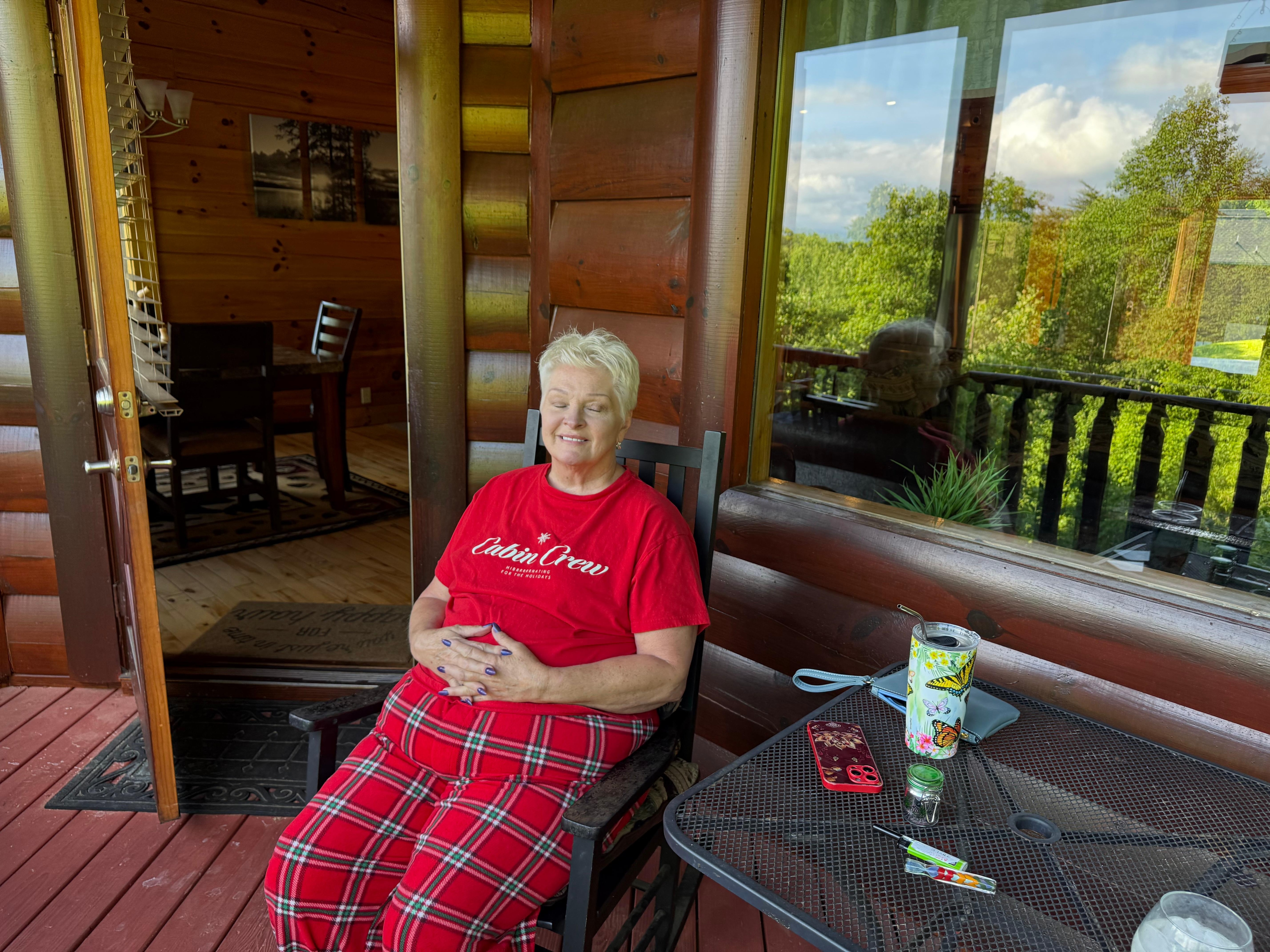 Sitting on the back porch!