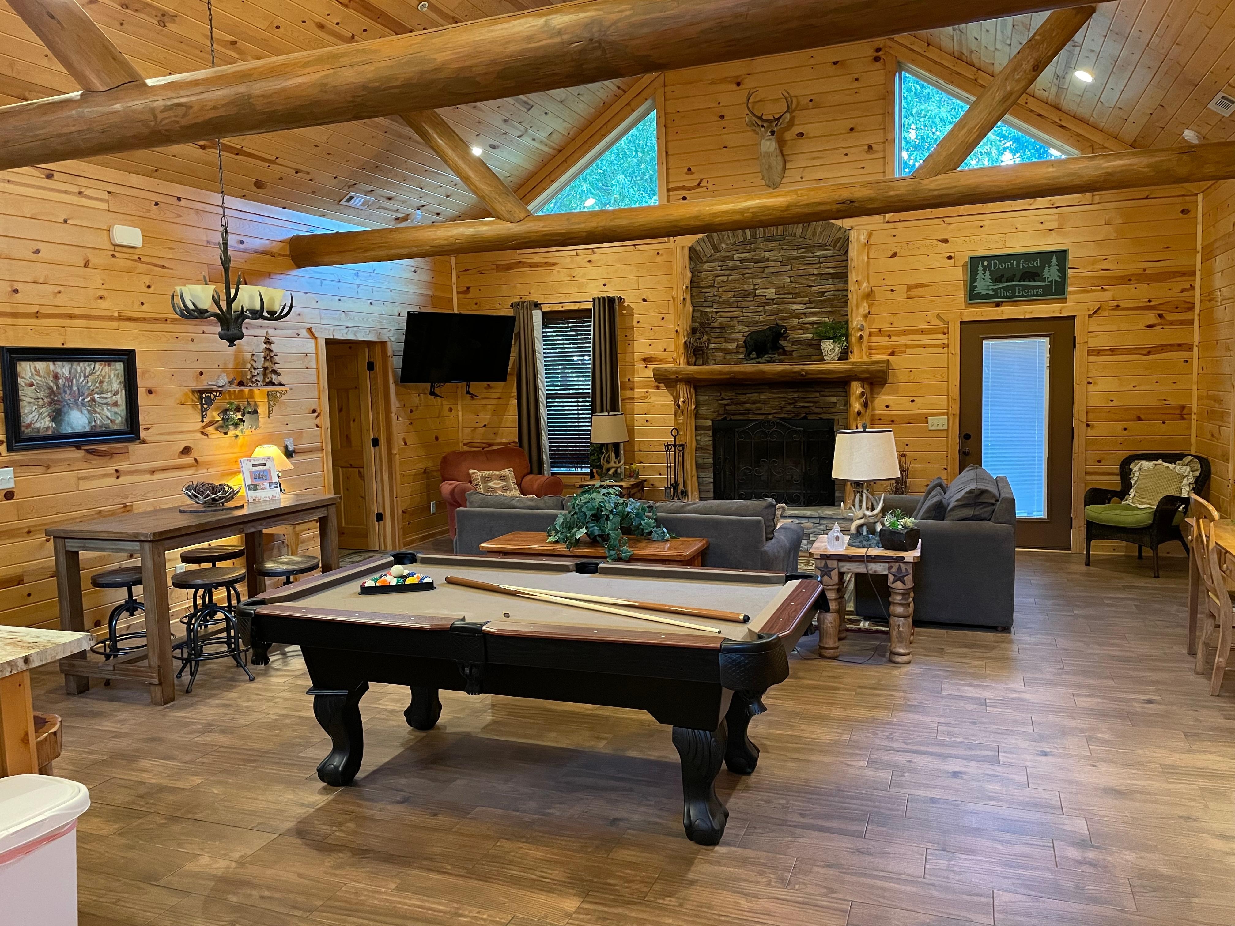 Large living area with pool table