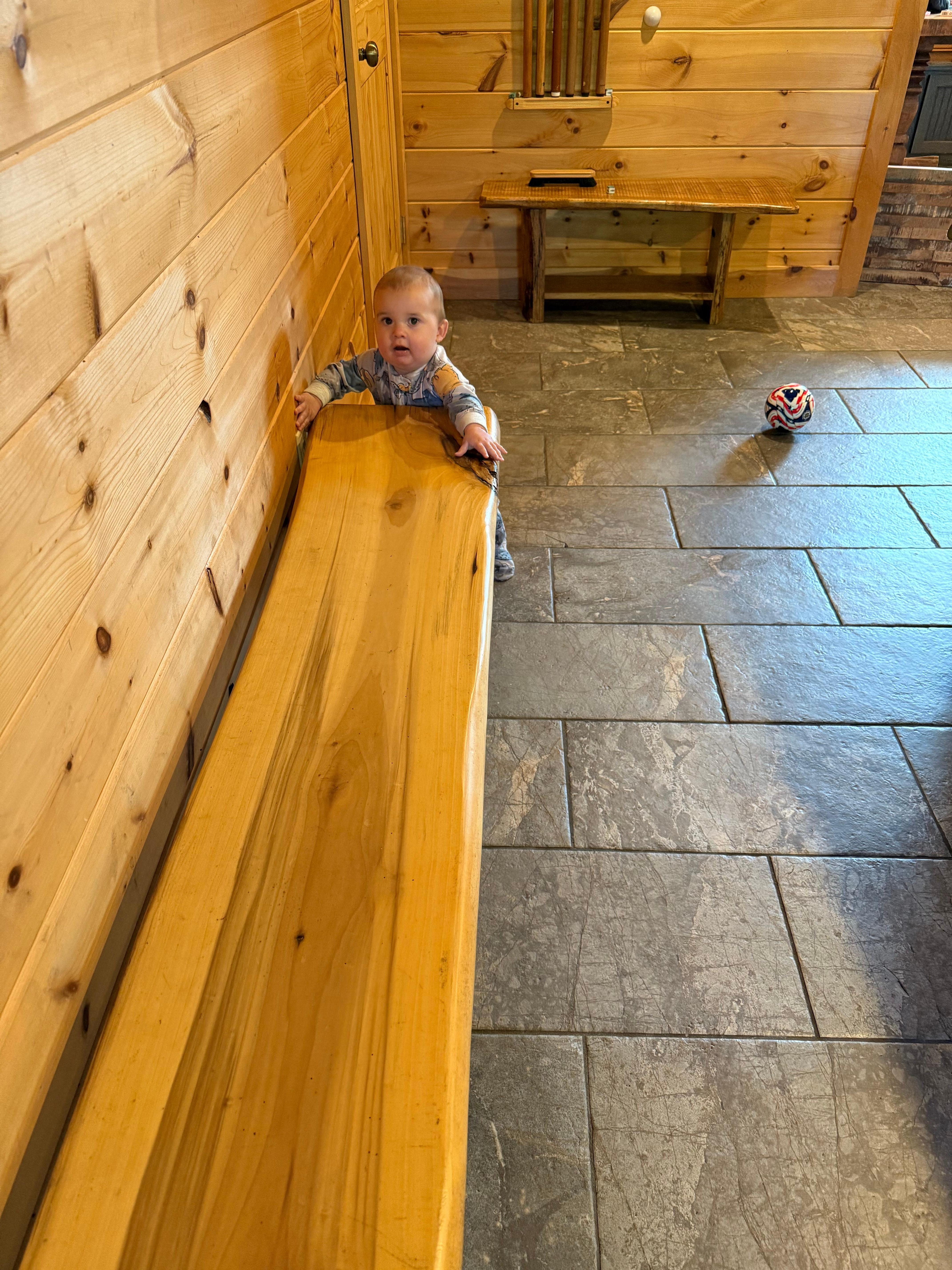 Our eight month old grandson enjoyed the large open living room space. 