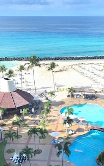 Pool and beach.