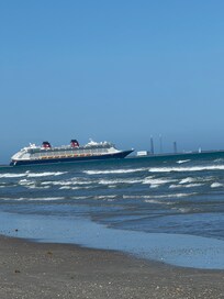 Big cruise ship heading out to sea