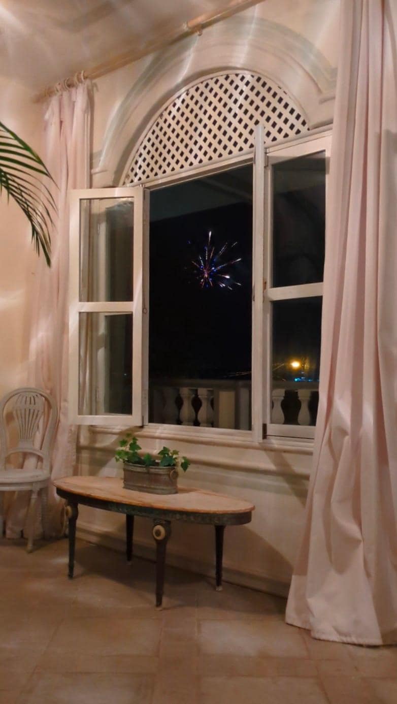 Beautiful fireworks from the communal space outside our room. 
