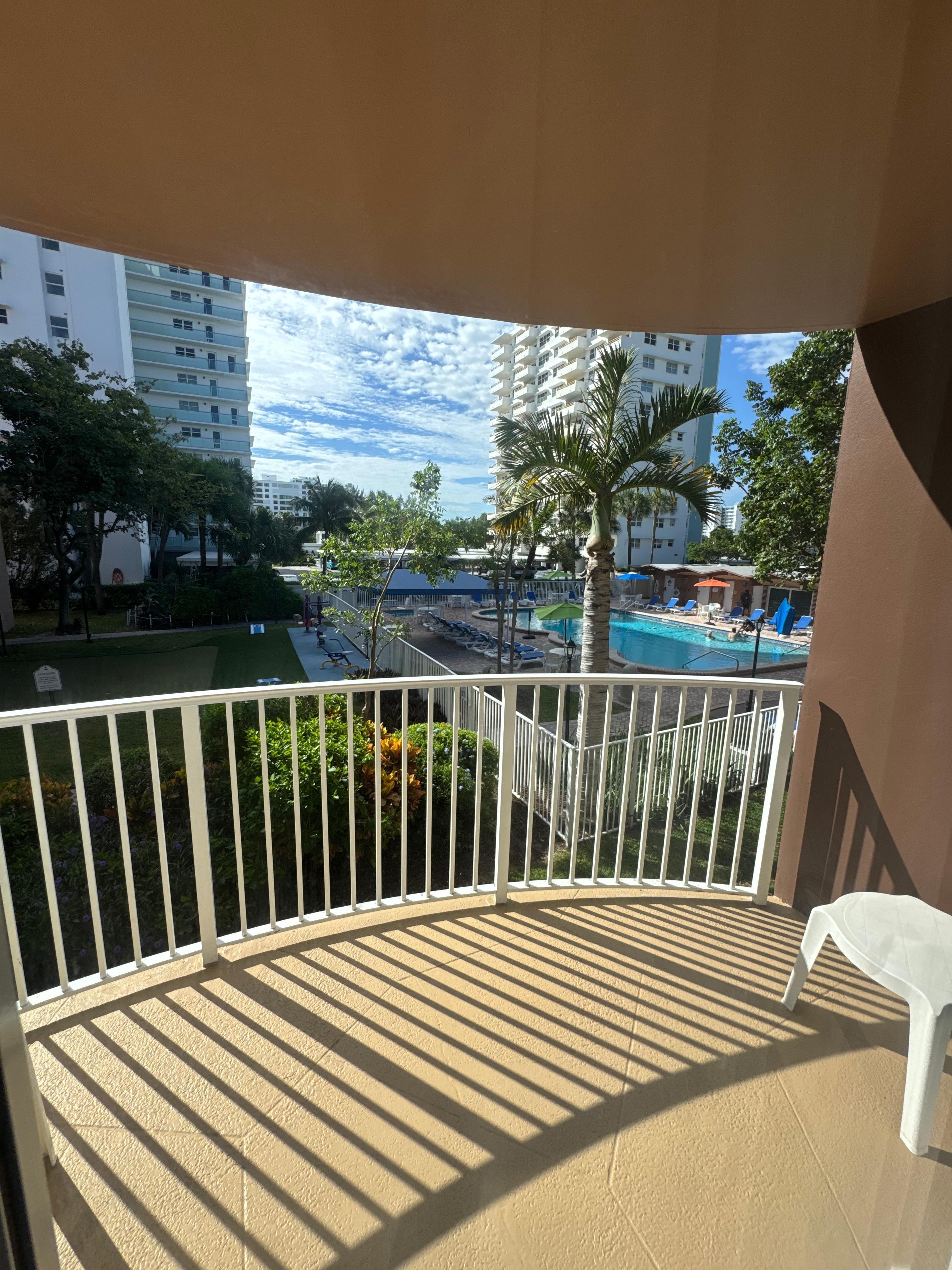 View over the pool looking towards the city