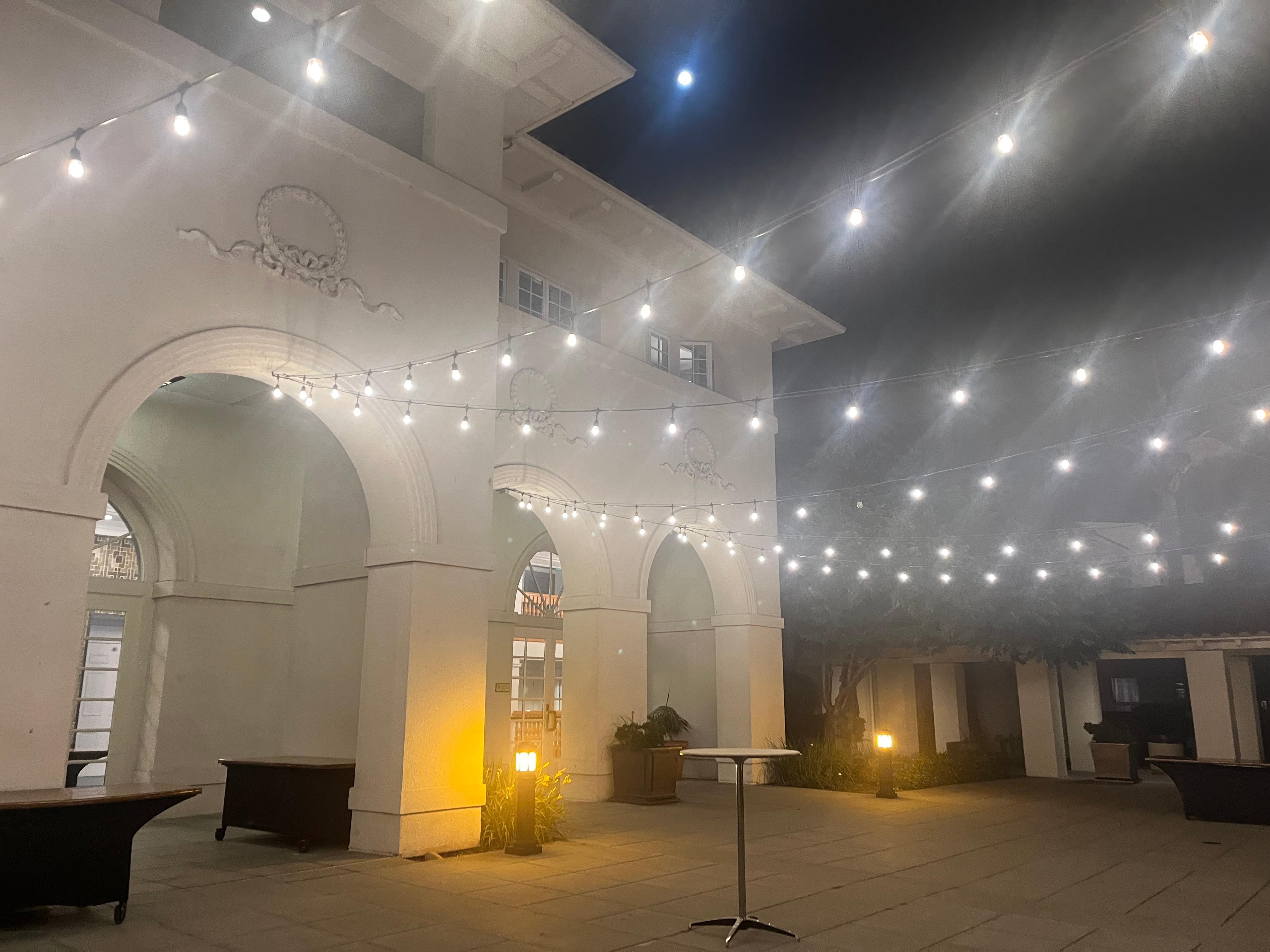 A stroll under lights.