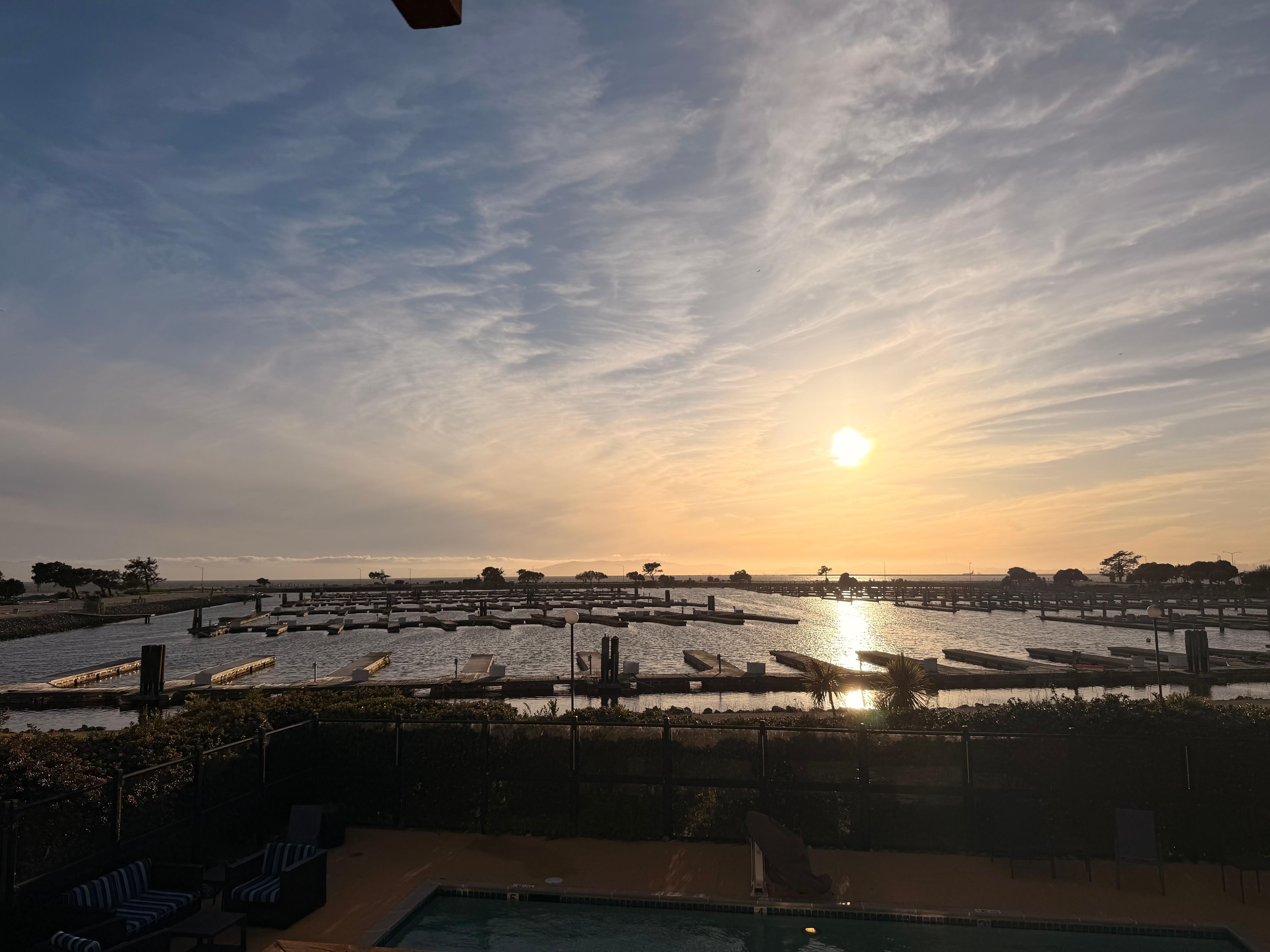 Sun setting on the bay