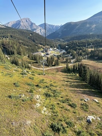 On ski lift going down to hotel