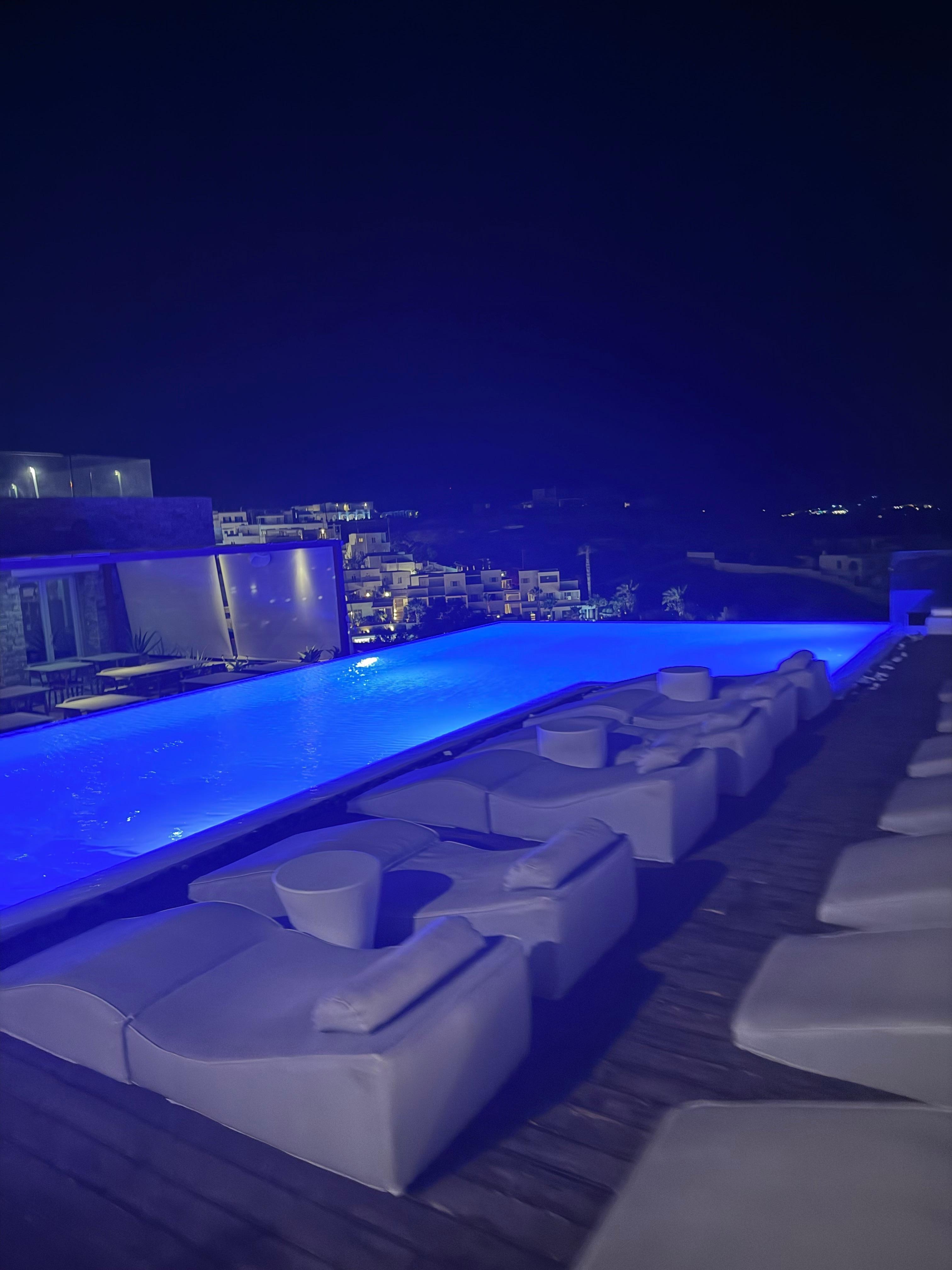 Main pool at night 