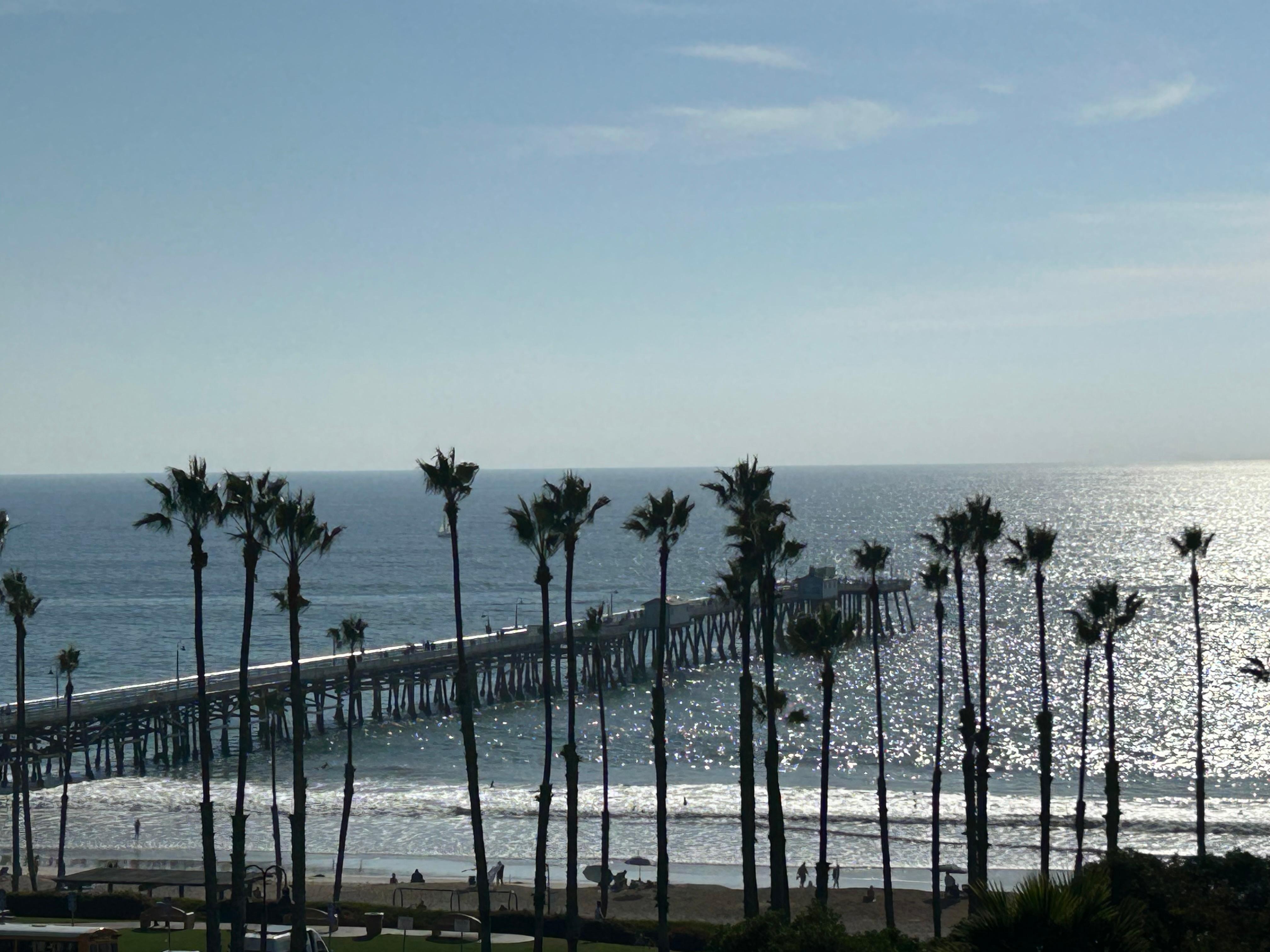 Sparkling sun on the ocean from the balcony.