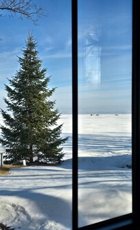 The view of the lake from the living room.