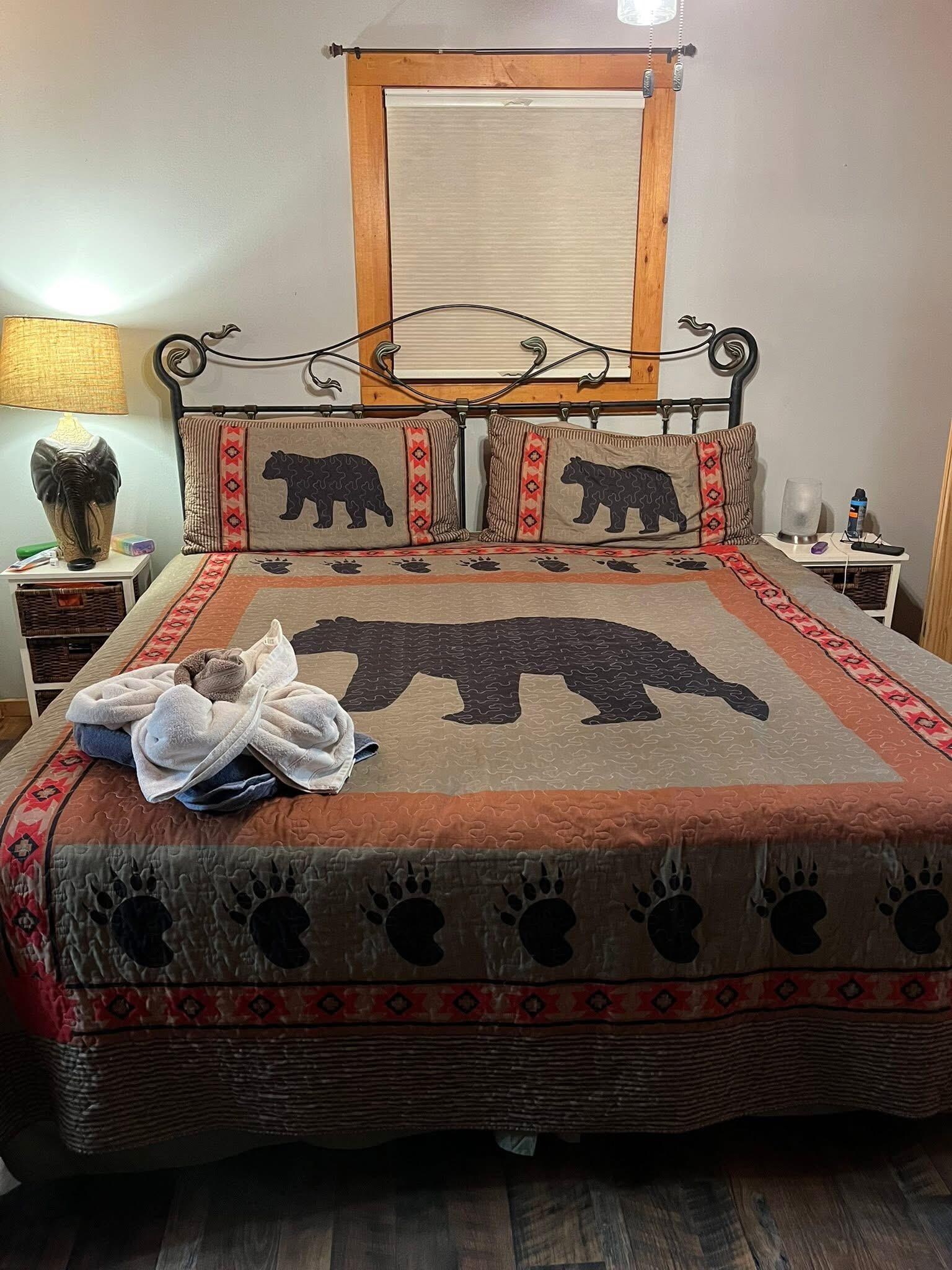 Comfy beds with towels made into designs for our arrival. 