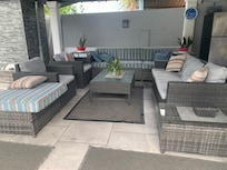 Seating in back by pool