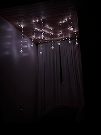 The beautiful lights in the loft at night! One of my favorite parts of the house!!!