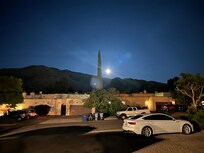 A beautiful view of the rising full moon over the mountains from our rental