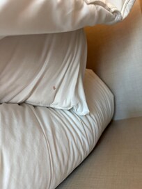 Dried blood and soiled bed coverings