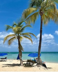 MooMba Beach.. where we went.  Beautiful with great restaurant, bar and restrooms