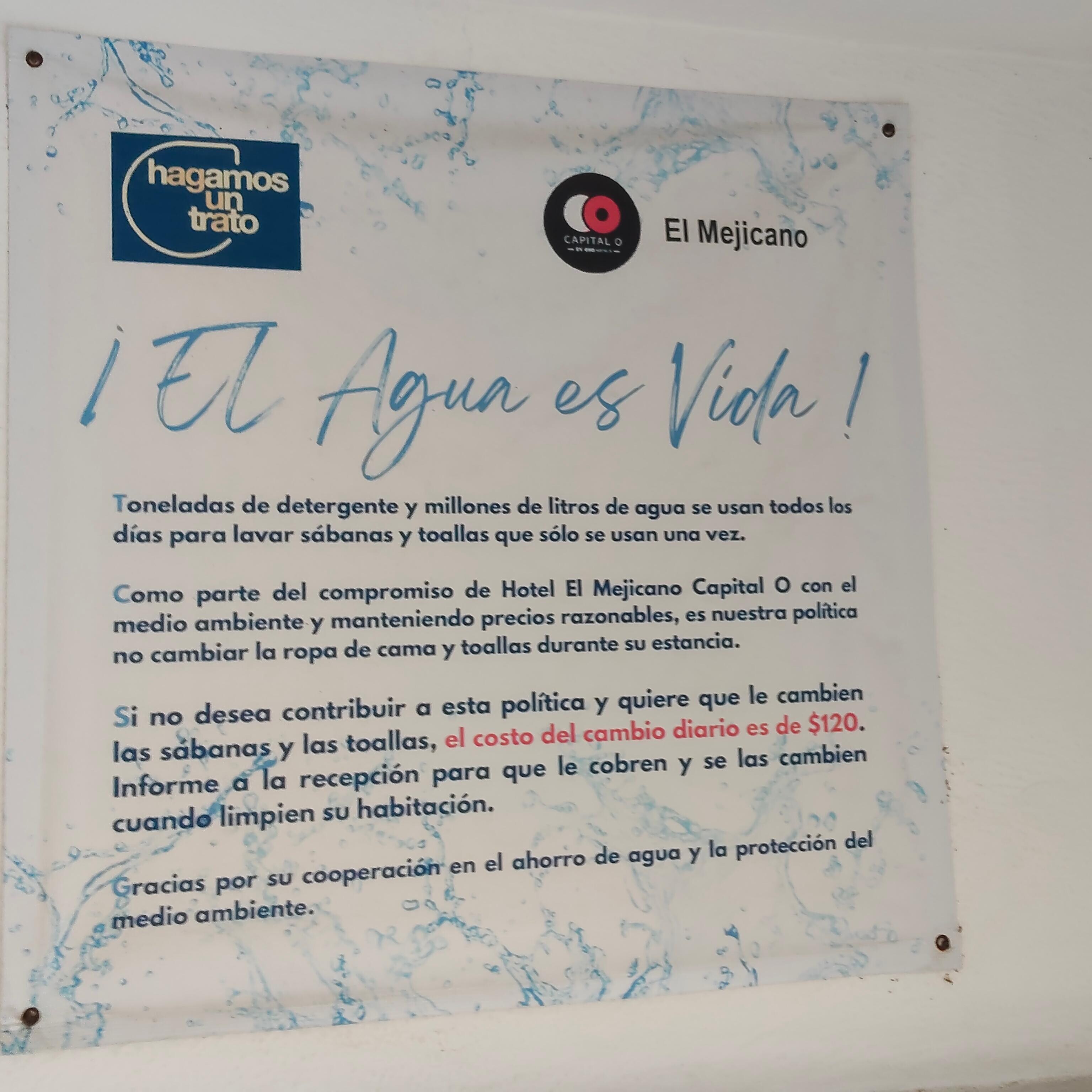 Te cobran por cambiar las sabanas y toallas por dia
